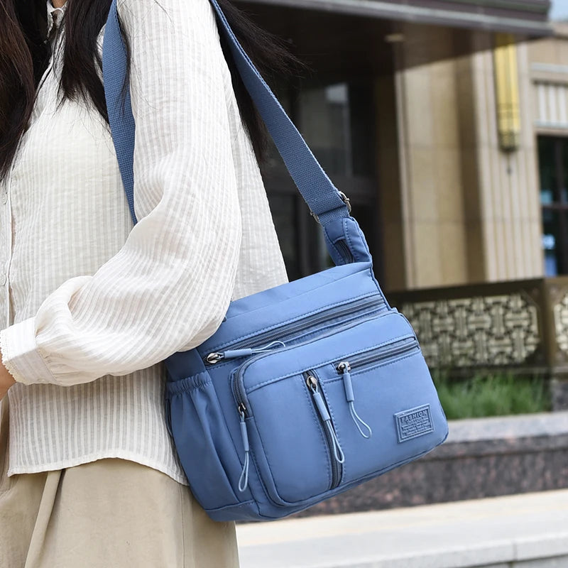 Fashion Women's Crossbody Bag Multi-Pockets High-Quality Waterproof Nylon Large Capacity Shoulder Messenger Handbag