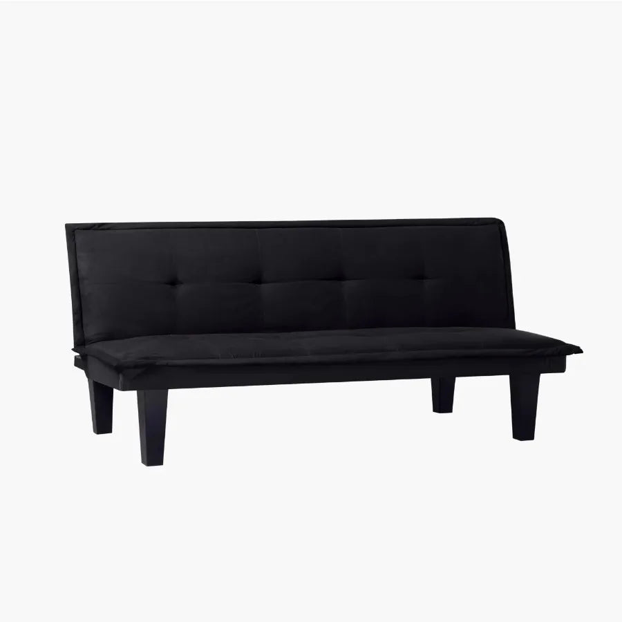 Gewnee 63.8" Futon Sofa Bed | Black Convertible Sleeper Couch, 3-Position Backrest, Faux Suede, Small Spaces