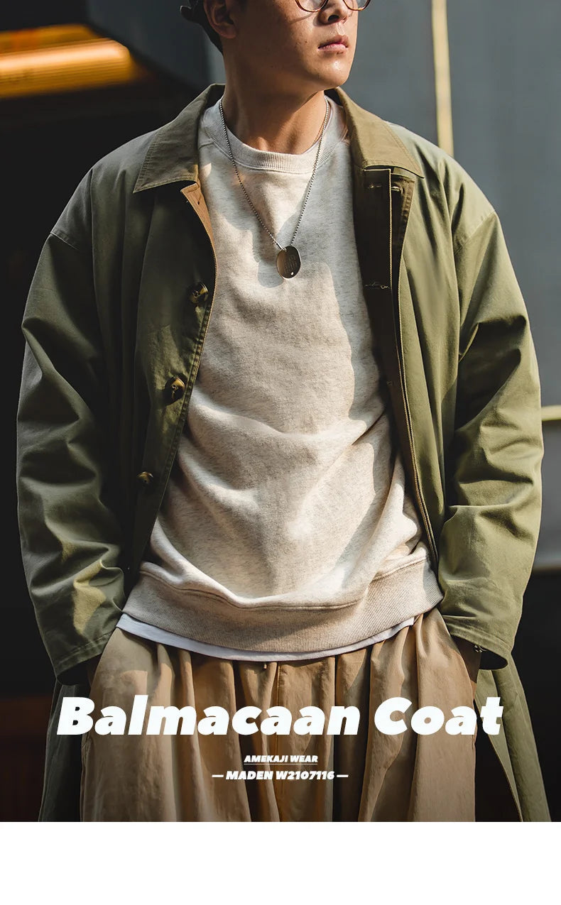 Men's Workwear Trench Coat – Loose Fit Cotton Chore Jacket