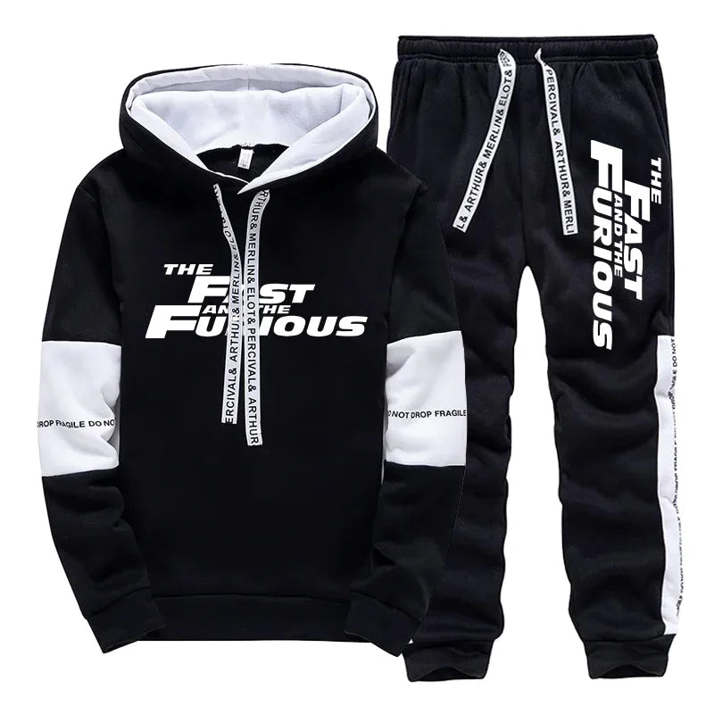 Men's Hooded Long Sleeve Sweatshirt & Sweatpants Set – Autumn Winter Casual Sport Comfortable Suit