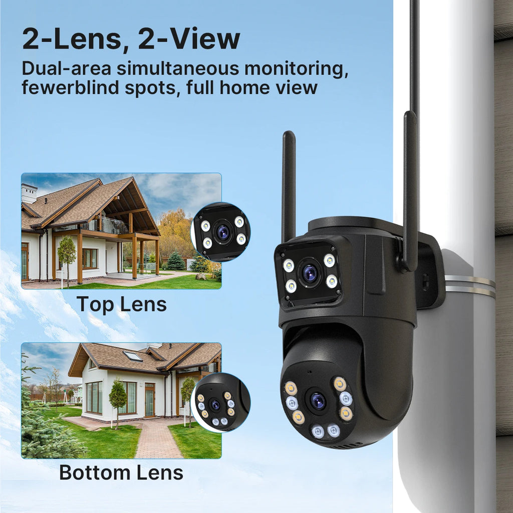 8MP Dual Lens WiFi PTZ Outdoor Security Camera – AI Auto Tracking, Color Night Vision, 2-Way Audio