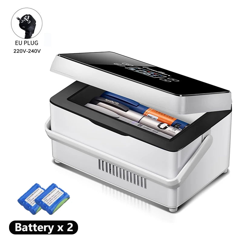 Portable Insulin Cooler Box – Medicine Refrigerator with 2 Batteries for Travel & Outdoor