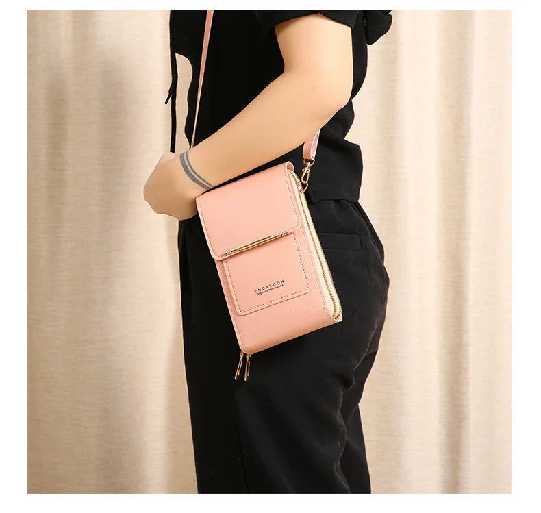 Women Crossbody Shoulder Bags Wallets Touch Screen Cell Phone Purse Soft Leather Strap Handbag for Female Luxury Messenger Bags