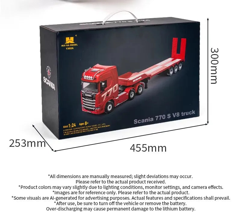 HUINA 1501 1:18 Scale RC Semi Trailer Truck with Sound & Lights – 770S Flatbed Engineering Model