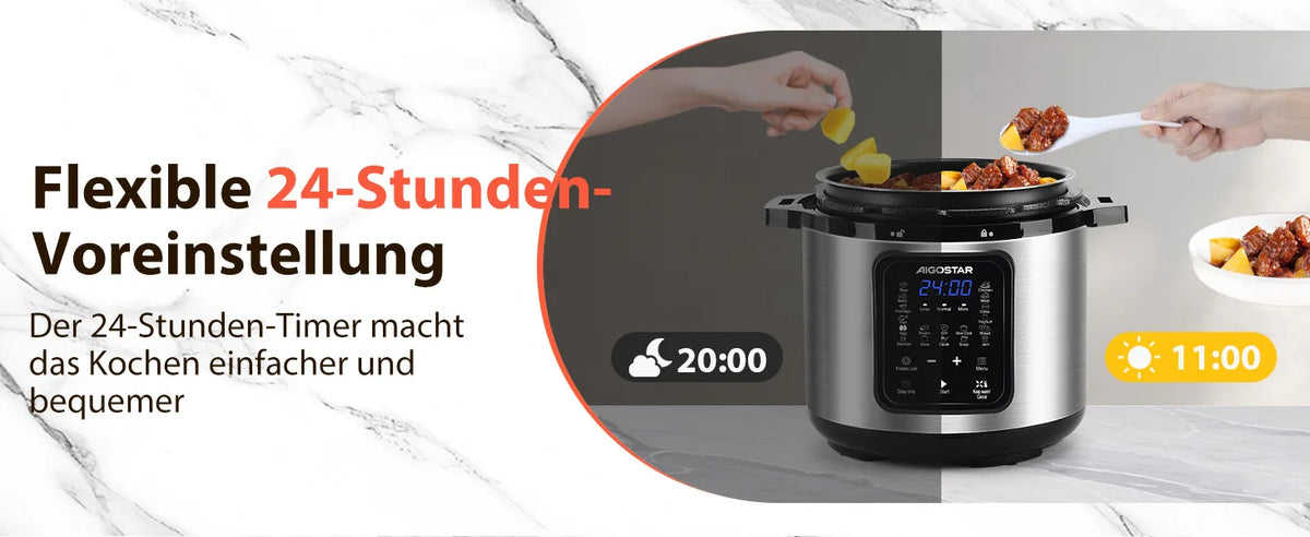 Aigostar 6L 18-in-1 Electric Pressure Cooker – Non-Stick, Keep Warm, Digital Touchscreen, 1000W