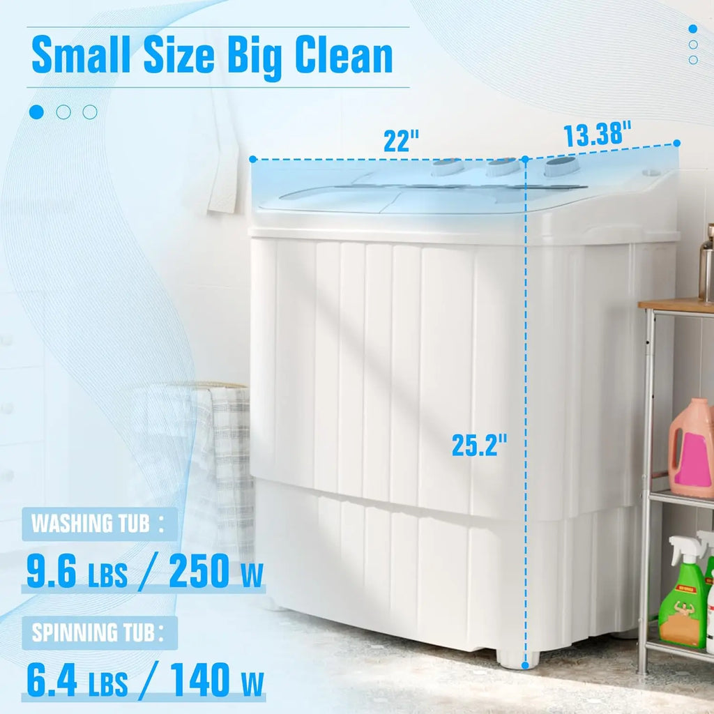 Portable Grey Compact Mini Washer & Dryer Combo — 17.6 lbs with Soaking Function for Apartments, Dorms, RVs & Camping