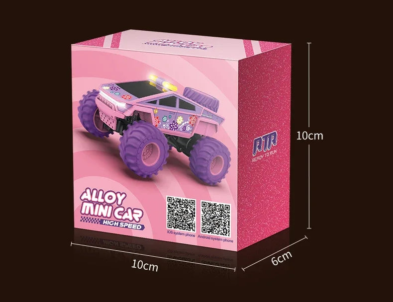 hot model 1:64 mini alloy remote control truck 2.4G four-wheel drive big foot off-road vehicle simulation model children toy car
