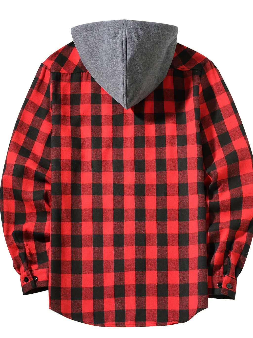 Men's Hooded Plaid Shirt Jacket – Casual Long-Sleeve Layer