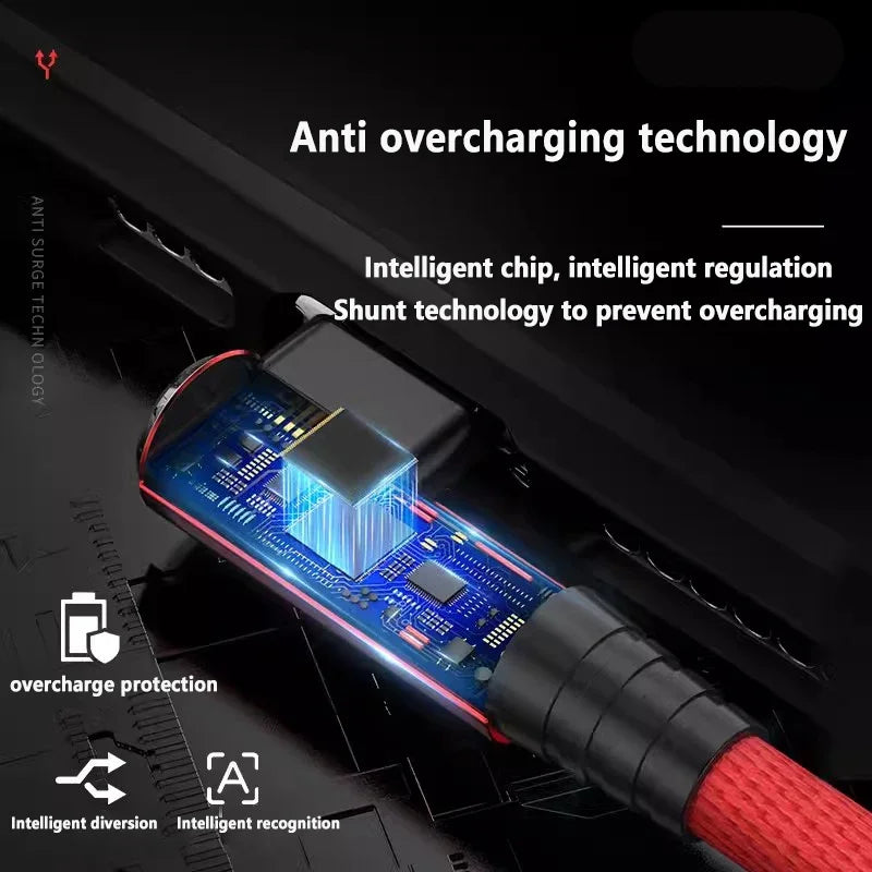 90-Degree Right Angle Lightning Fast Charge Cable – 3A Braided Cord for iPhone, 0.3m to 3m, 3 Colors