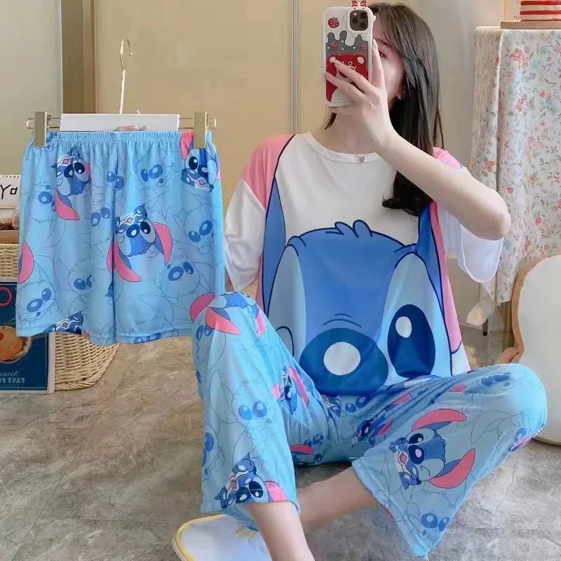 Women's New Three-piece Pajamas Homewear Set of Sweet Pajamas Cartoon Leisure Women's Homewear Pajamas Set