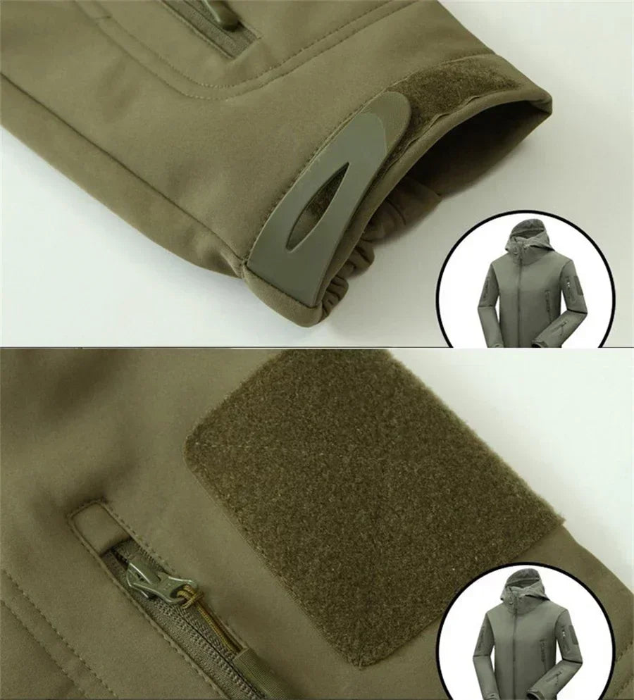 Men's Camouflage Tactical Set – Waterproof Softshell Fleece Jacket & Cargo Pants