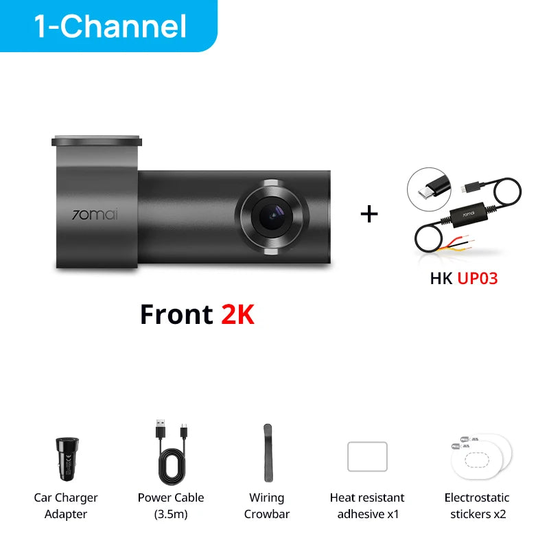 70mai M310 Plus 2K Dash Cam – 1440P QHD, 143° FOV, Voice Control, 24H Parking Guard, Night Vision