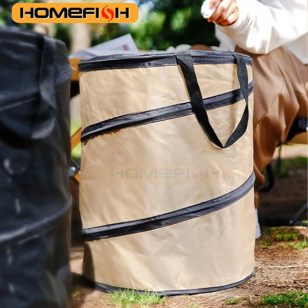 Pop-Up Folding Trash Can — Portable Outdoor Camping Garden Garbage Bag Leaf Bucket