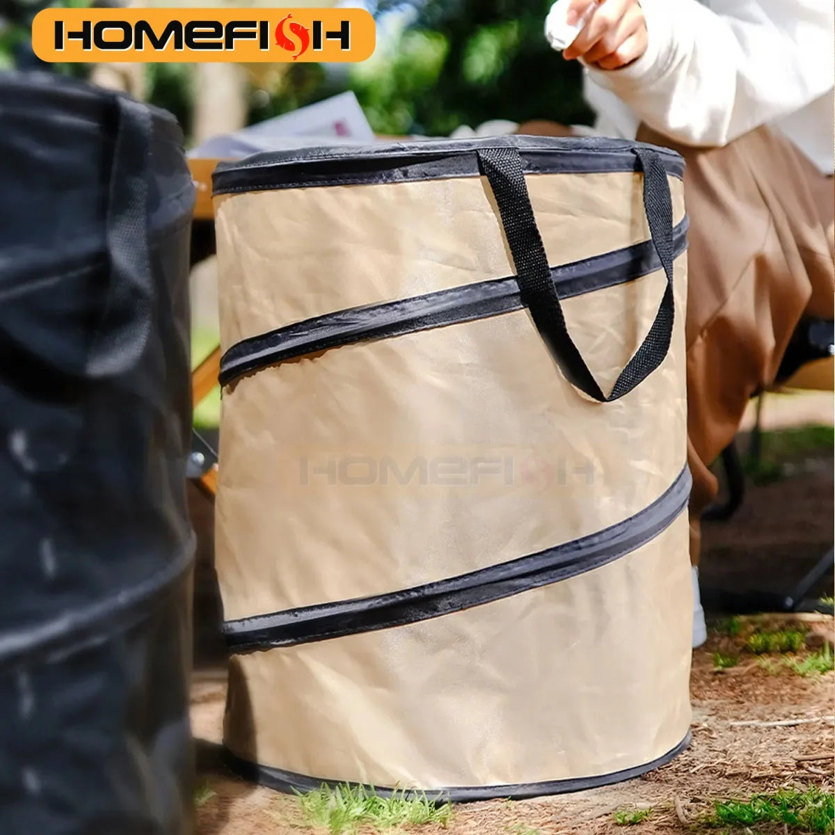 Pop-Up Folding Trash Can — Portable Outdoor Camping Garden Garbage Bag Leaf Bucket