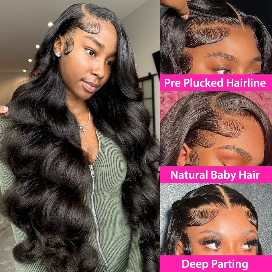 40 Inch Body Wave Lace Front Wig | 13x4 13x6 360 HD Lace Pre-Plucked Brazilian Human Hair for Black Women
