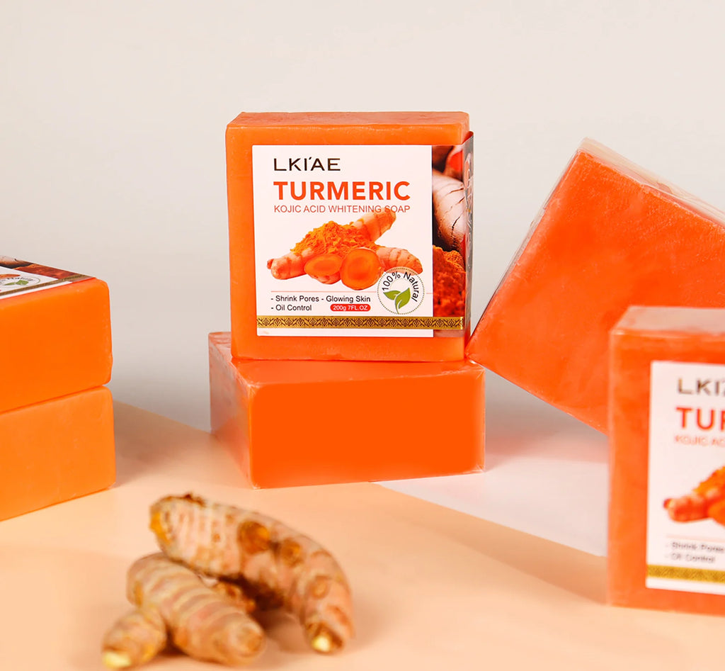 AILKE Organic Turmeric Whitening Soap Bar – Kojic Acid & Lemon for Acne, Melanin & Dark Spots, 200g