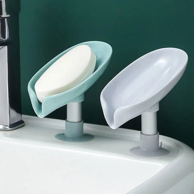 Dry Soap. Clean Bathroom. No Drilling. — Draining Soap Box Set | 2pcs, Suction Cup, Punch-Free, Self-Draining, Cute Design