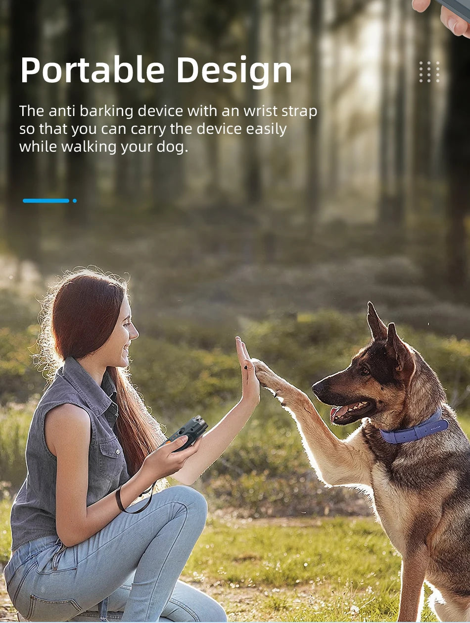 ROJECO 2-in-1 Ultrasonic Dog Repeller & Trainer – Anti-Barking Device with Flashlight