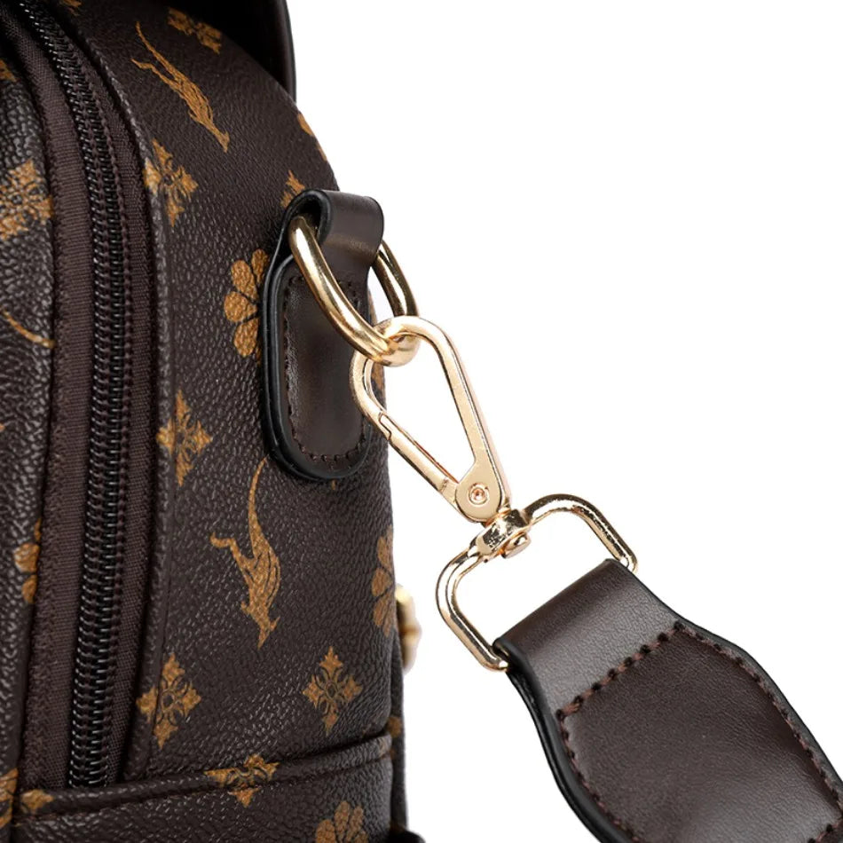 Women's Luxury Leather Backpack – Vintage Print Tassel Fashion Bag