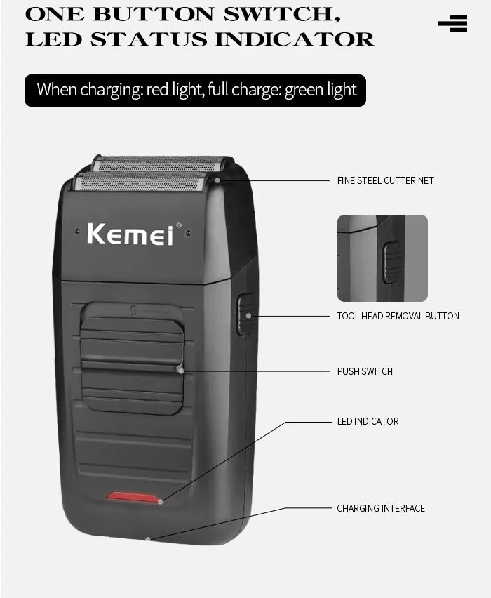 Kemei KM-2299 & KM-1102 USB Rechargeable Hair Clipper Kit – Rotary Motor, 180-Min Runtime