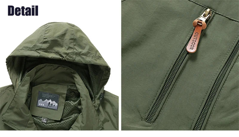 Men's Hooded Hiking Windbreaker – Multi-Pocket Jacket