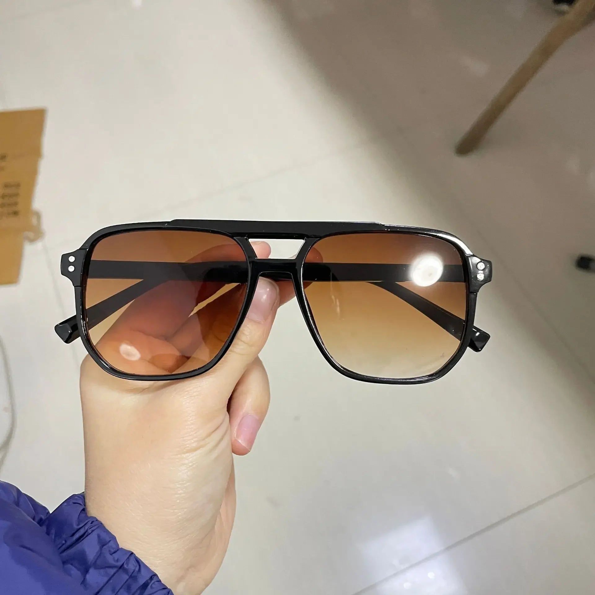 Vintage Unisex Square Sunglasses — UV400 Black Lens Fashion Shades for Men & Women