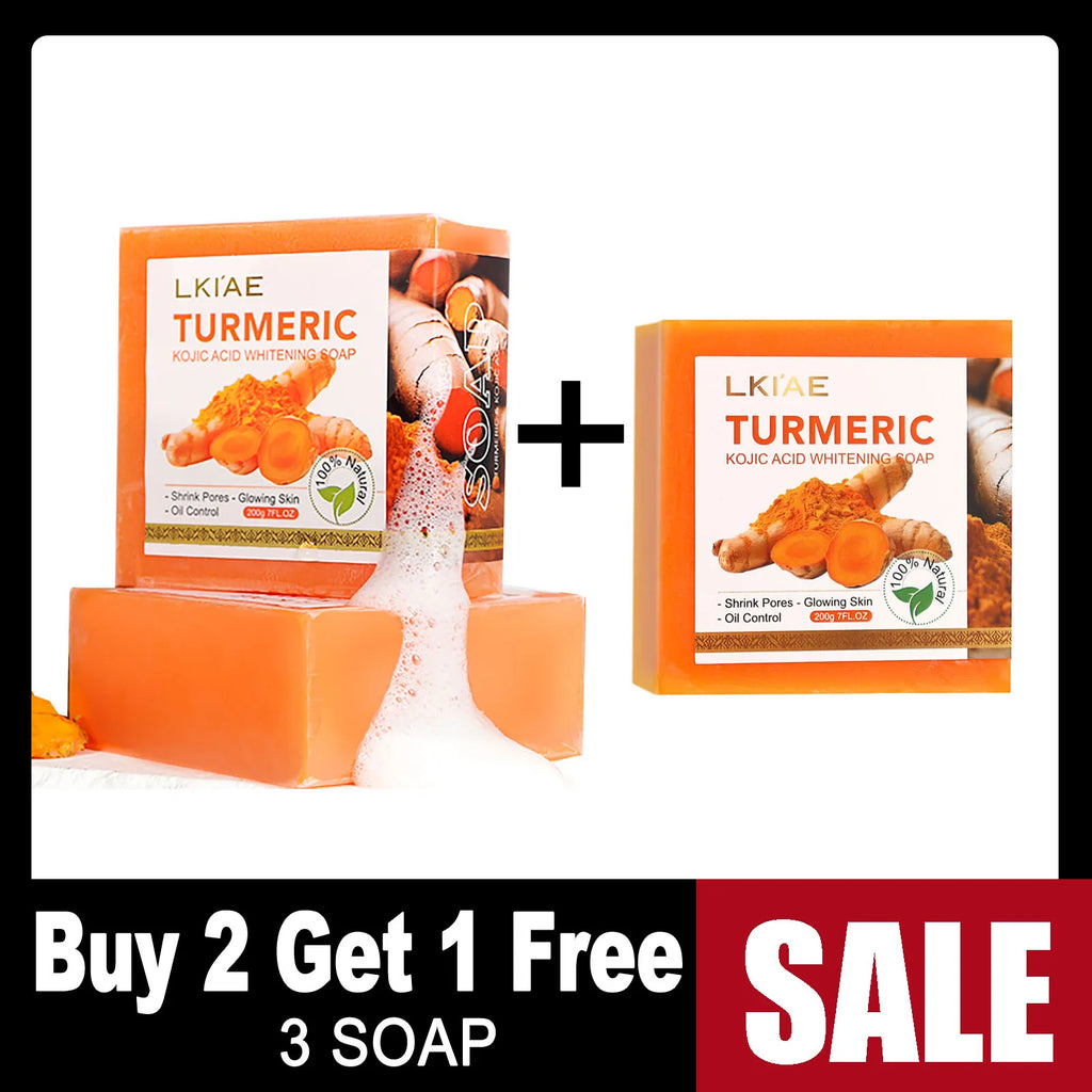 AILKE Organic Turmeric Whitening Soap Bar – Kojic Acid & Lemon for Acne, Melanin & Dark Spots, 200g