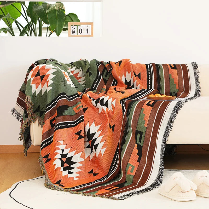 Bohemian Plaid Blanket for Sofa bed Decorative Blankets Outdoor Camping Picnic Blanket Boho Sofa cover throw Blanket With Tassel
