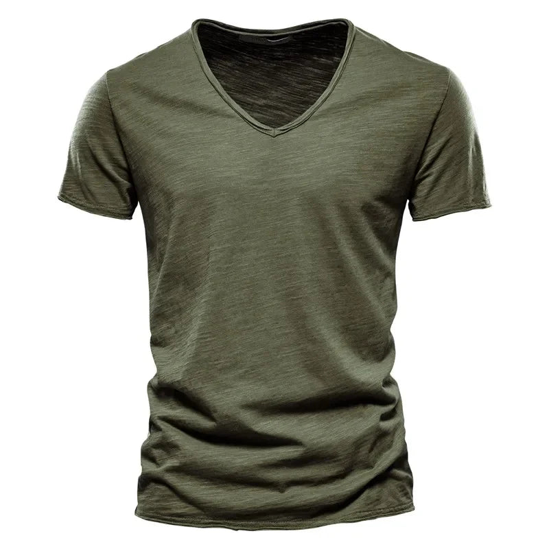 Men's 100% Cotton V-Neck Short Sleeve Tee — Classic Everyday T-Shirt