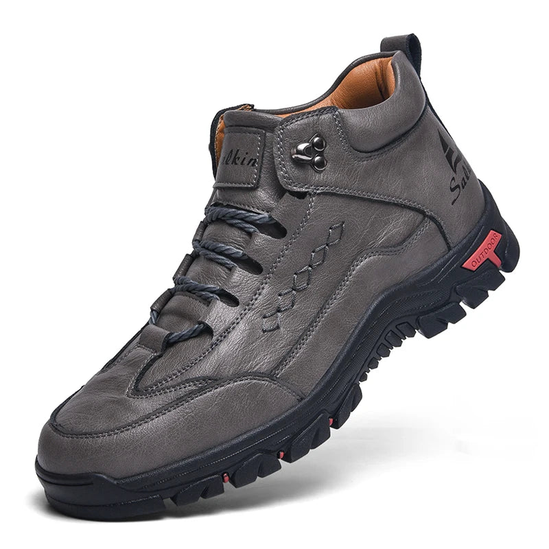 Men's High-Top Lace-Up Hiking Boots – Thick Sole Casual Oversized Boots