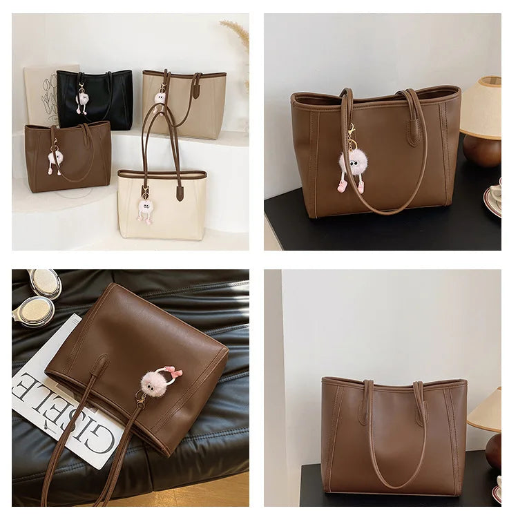 FXZLLQ Korean Style PU Leather Underarm Tote Shoulder Bag – Versatile Casual Handbag for Women Daily Use