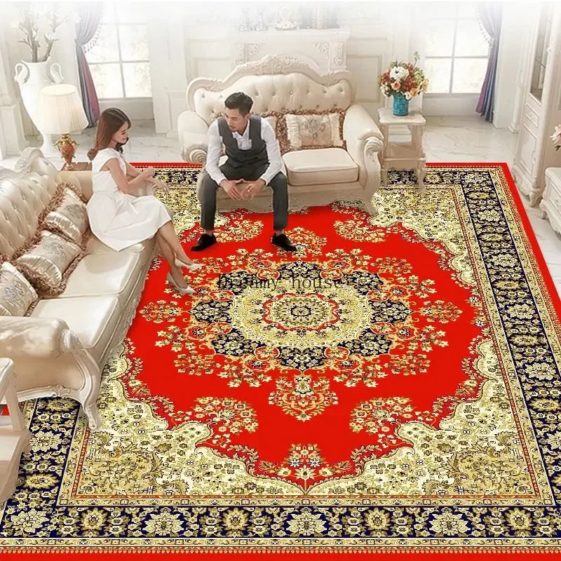 European Luxury Large Area Rug – Washable Non-Slip Carpet for Living Room & Bedroom