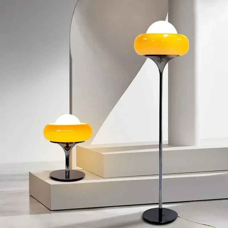 Bauhaus Glass Lamp – Red & Yellow Table or Floor