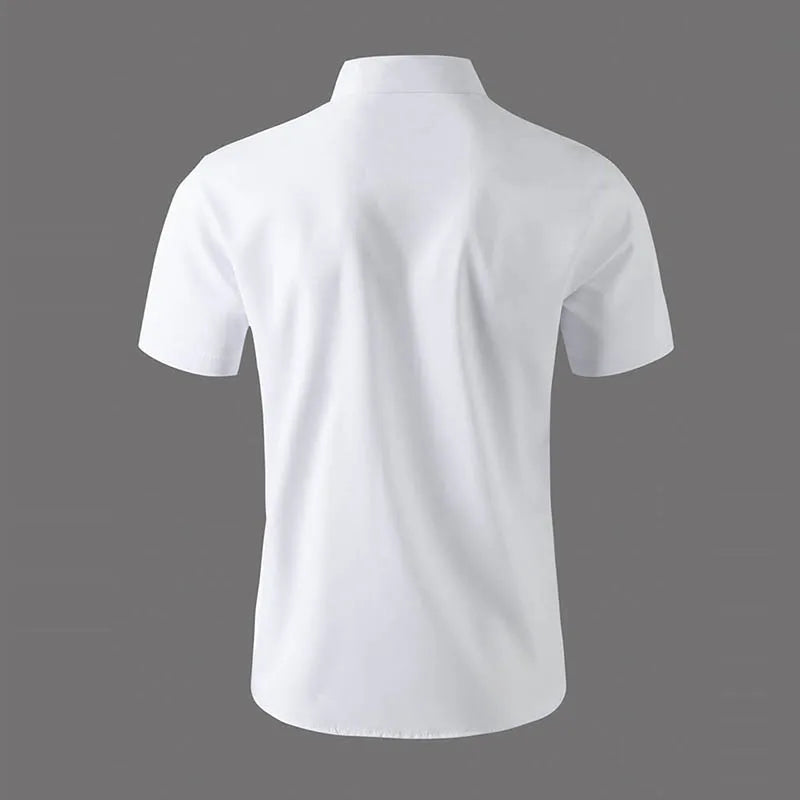 Men's No-Iron Solid Color Short Sleeve Shirt — Wrinkle-Free Casual Shirt