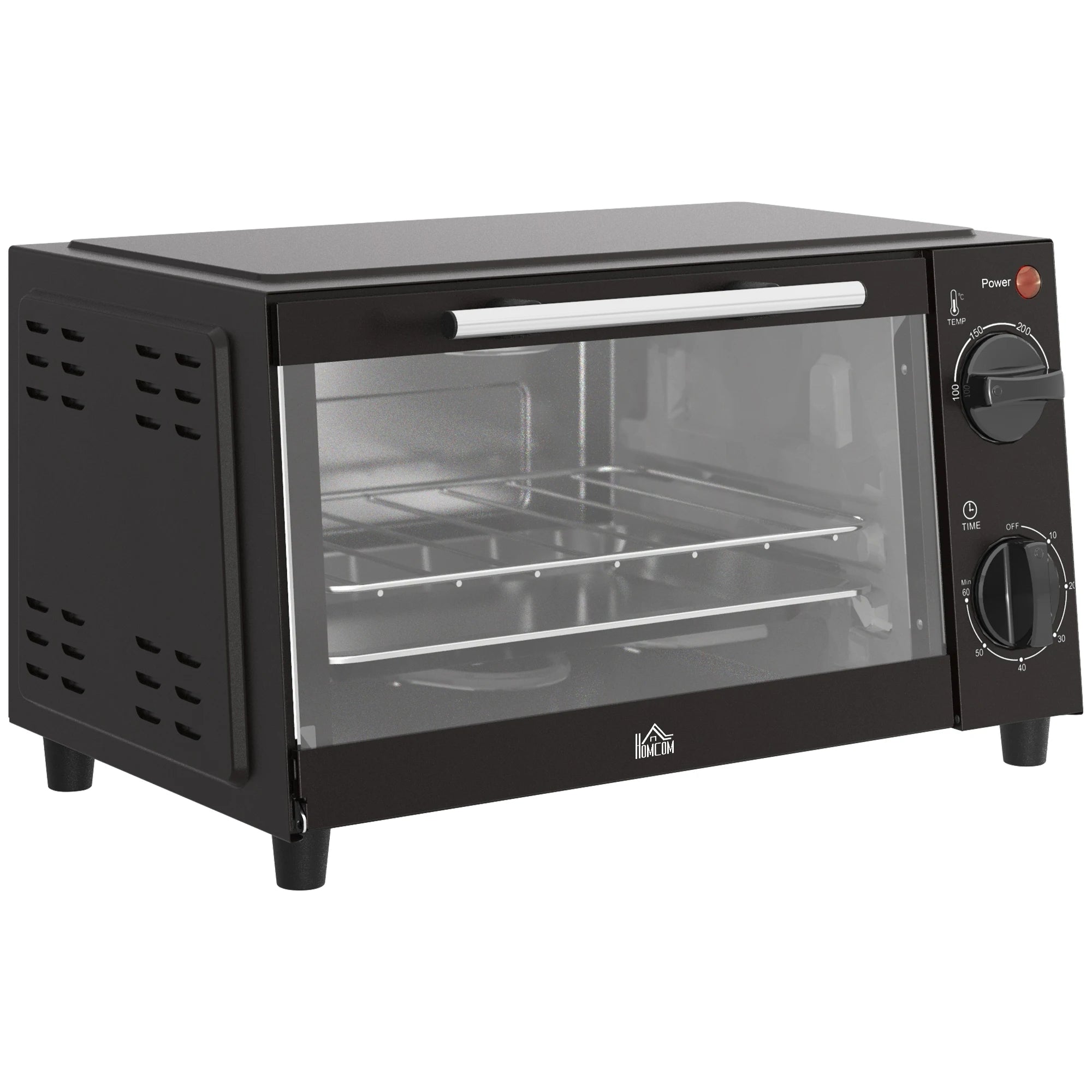 HOMCOM 9L Mini Electric Oven – 50W, Adjustable Temperature & Timer, Black