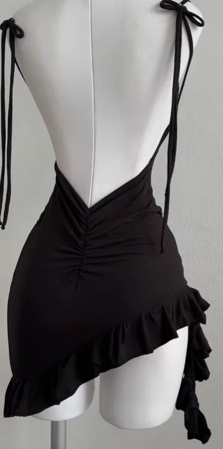 Y2K Sexy Backless Lace-Up Hip Hugging Skirt – European & American High-End Summer Dress