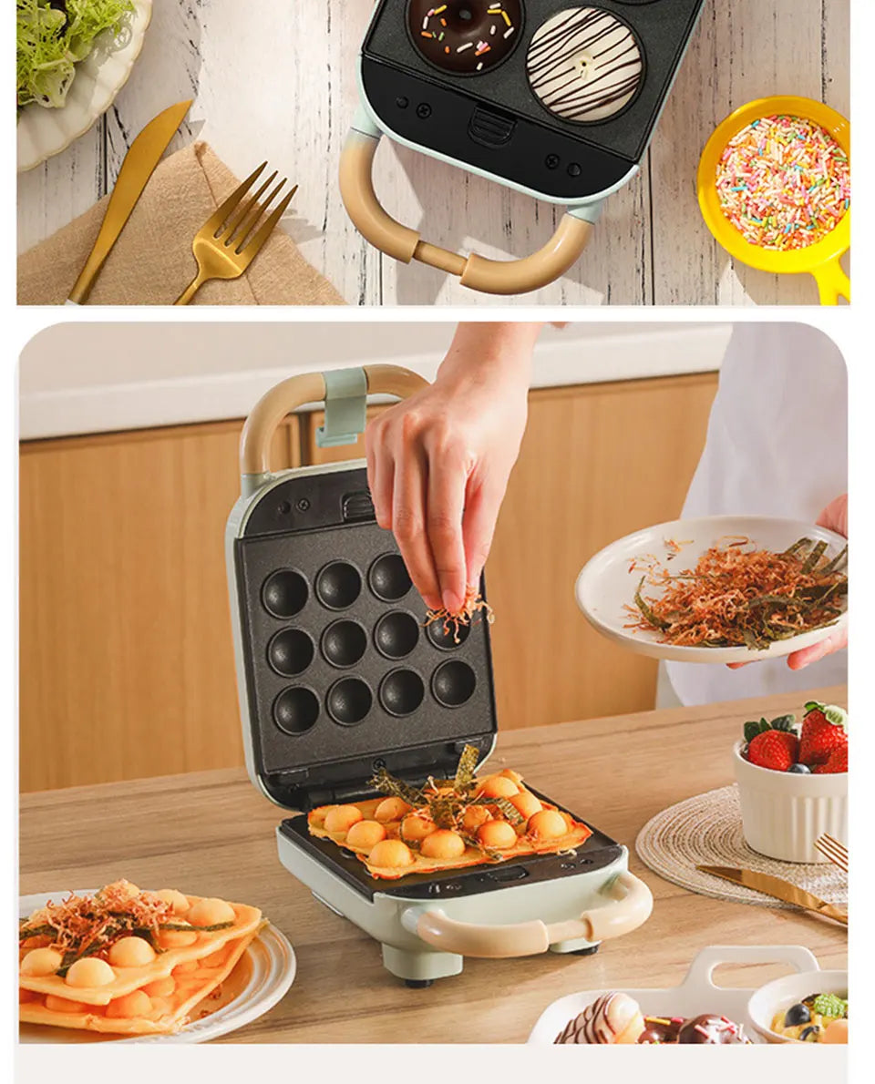 Mini Sandwich Maker & Breakfast Multi Cooker – Electric Toaster, Pancake, Waffle & Donut Maker for Kitchen