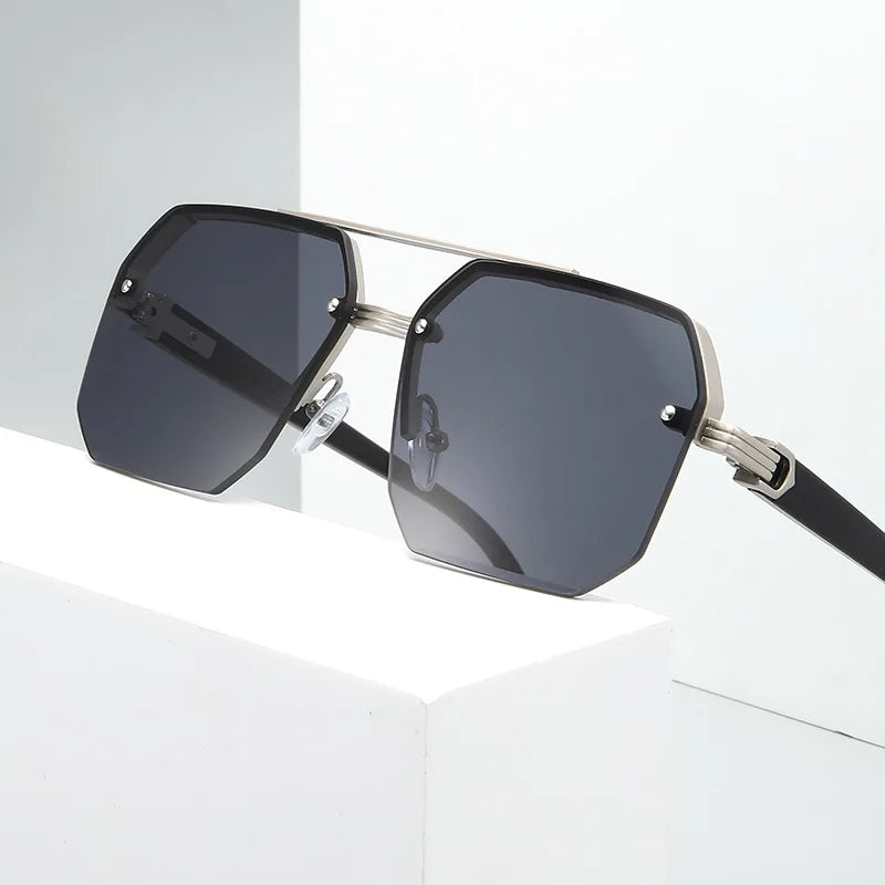 Men's Pilot Flat Top Half Frame Sunglasses | UV400 Classic Travel Casual Vintage Shades