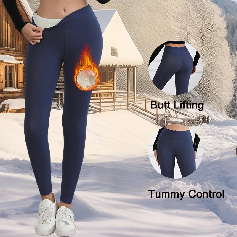 Women's Fleece Velvet Leggings – Warm Thickened High Waist Tights for Autumn & Winter
