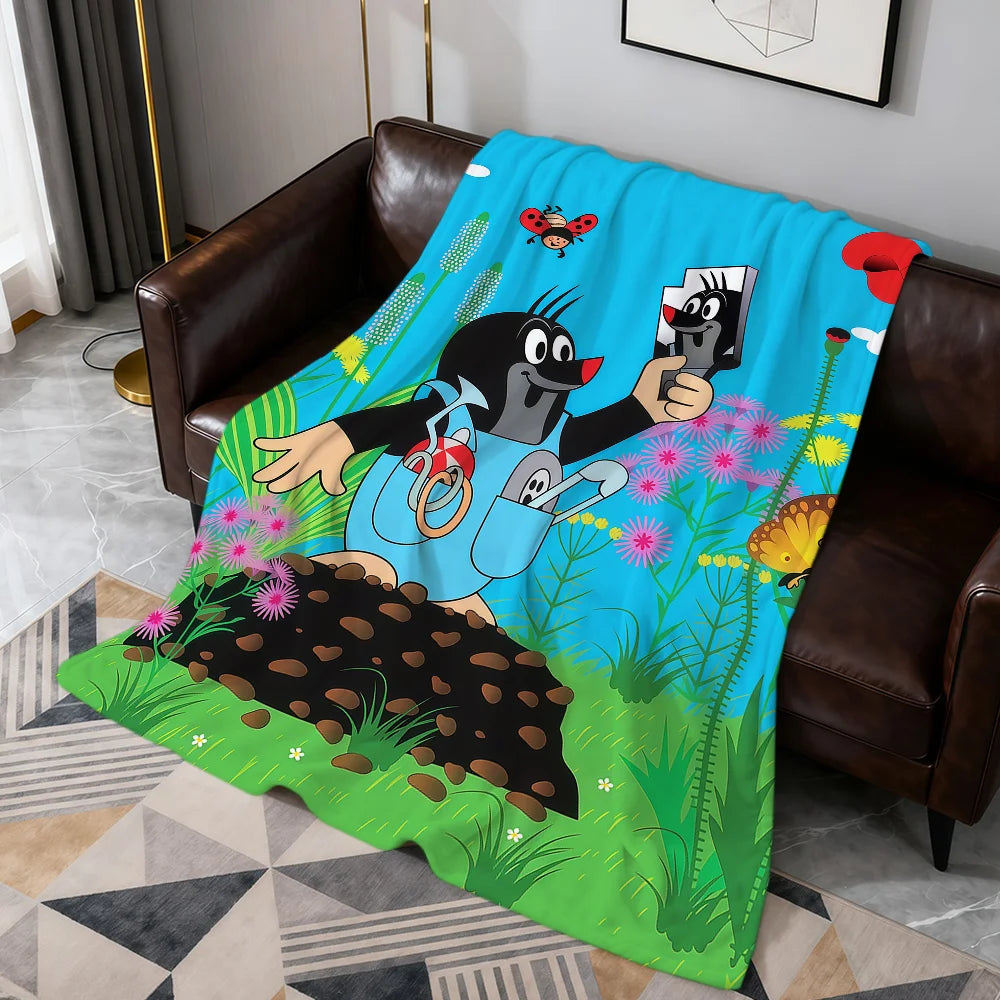 Cartoon Mole Soft Warm Plush Flannel Blanket – Cozy Sofa & Bed Throw, Nap Blanket