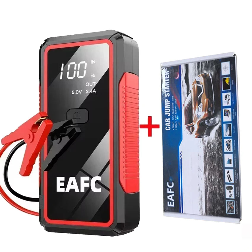 EAFC Portable Car Jump Starter — 600A–2000A Peak, 12V Battery Booster & Power Bank with LED Light