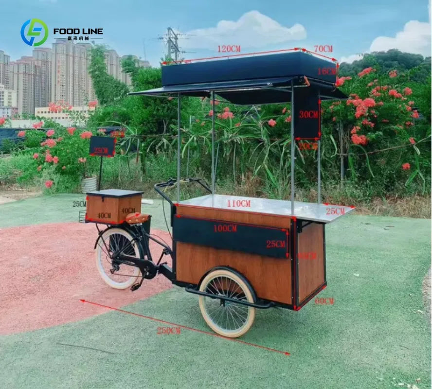 Custom Commercial Ice Cooler Cart Tricycle – Stainless Steel Freezer Bicycle for Snacks & Candy