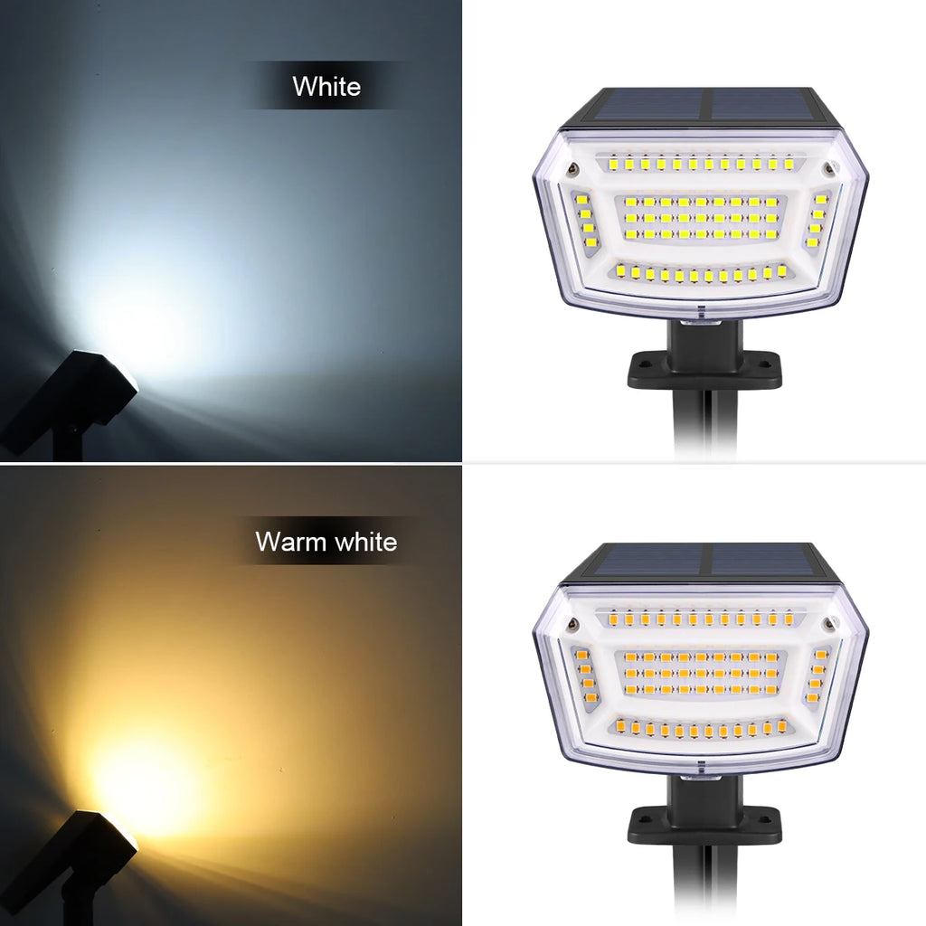 59-LED Solar Spotlight – IP65 Waterproof, 3 Brightness Modes, 2-in-1 Ground & Wall Mount for Garden