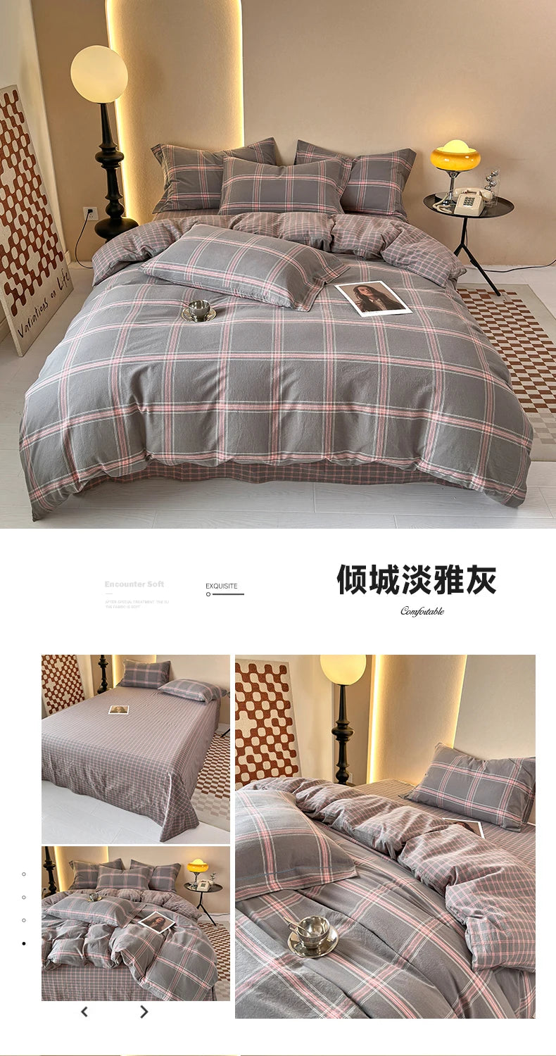 100% Cotton Plaid Duvet Cover – 160x210 to 220x240, Quilt Cover (Pillowcase Sold Separately)