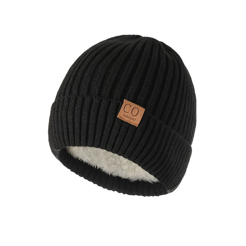 Unisex Two-Tone Fur Lined Winter Beanie Hat — Warm Knitted Fashion Cap for Men & Women