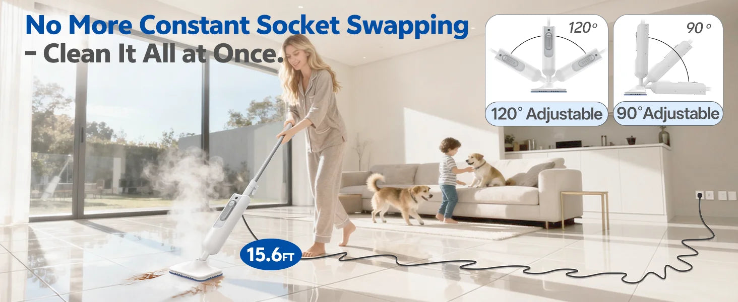 INSE 6-in-1 Powerful Steam Mop — High-Temperature Detachable Scrubbing Steam Cleaner for Hard Floors, Carpet & Kitchen