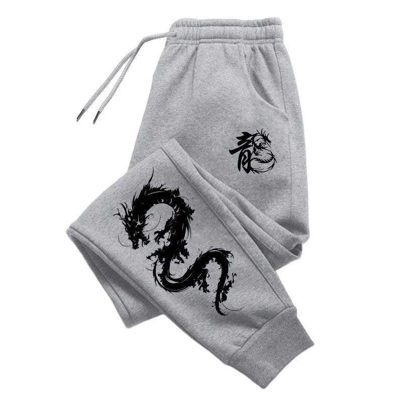 Men's Chinese Dragon Print Hooded Sweatshirt & Sweatpants Set – Autumn Winter Casual