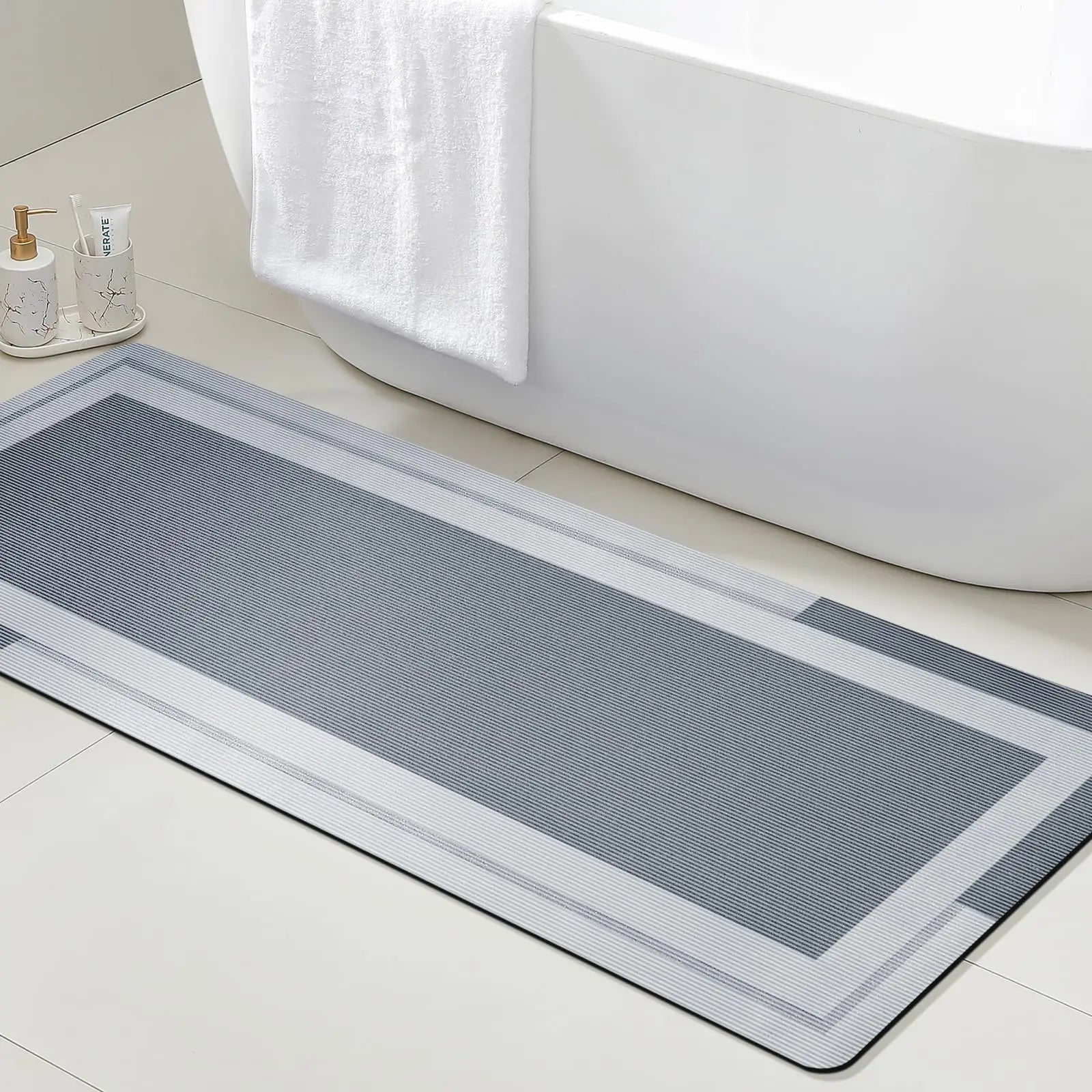 VIKAMA Bathroom Runner Rug – Quick-Dry Ultra Absorbent Non-Slip Bath Mat