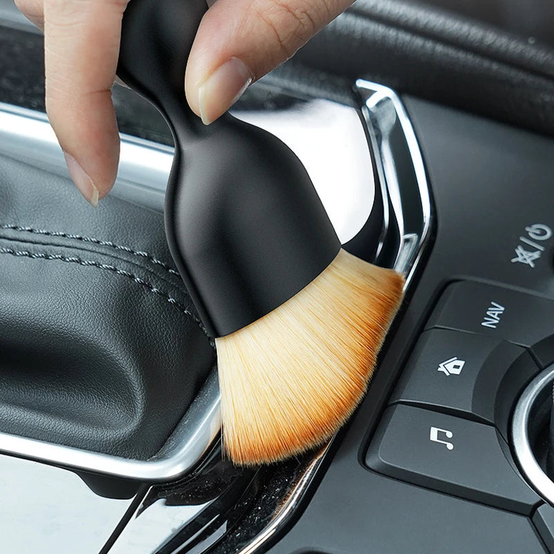Car Air Vent Cleaning Brush with Casing — Soft Bristle Crevice Dusting Tool for Car Interior Detailing