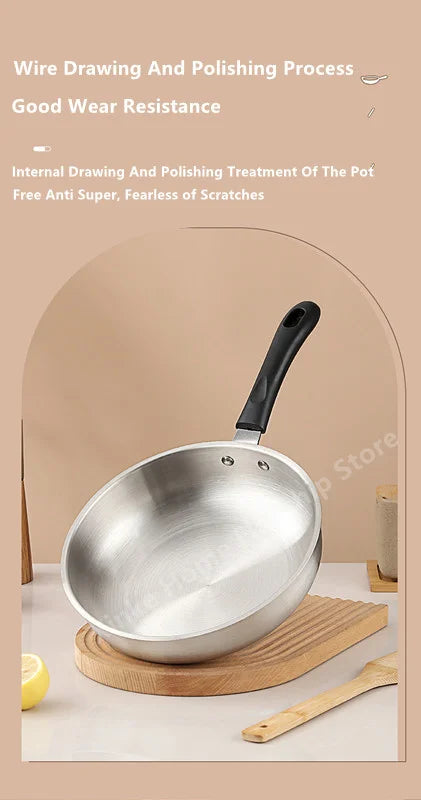 Stainless Steel Wok – Uncoated 24cm & 26cm Frying Pan